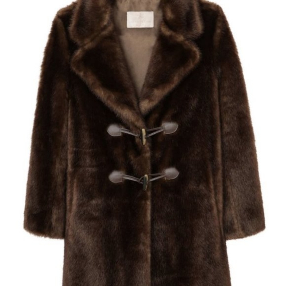 Gal Meets Glam Faux Fur Coat, Brown/Small/ New